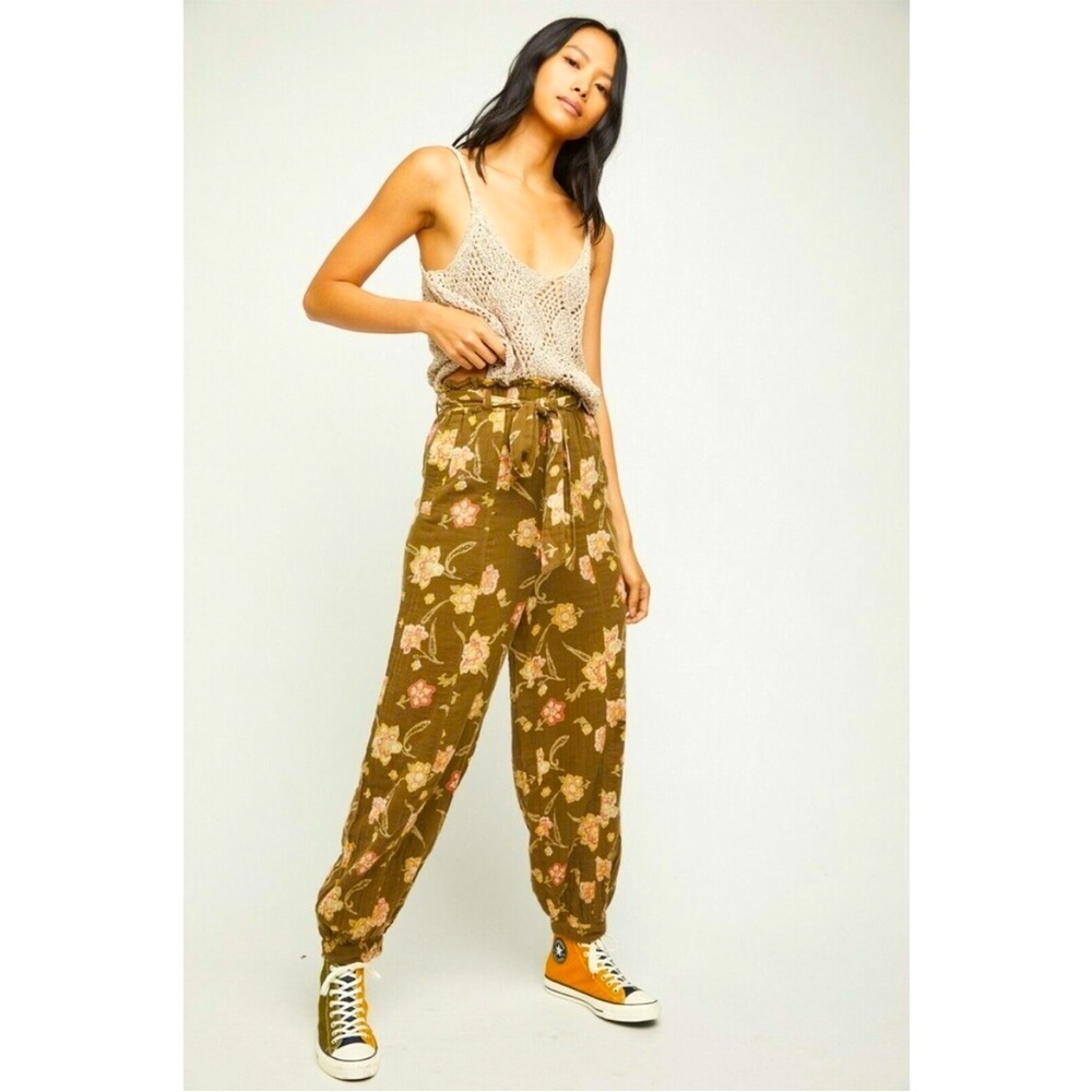 NWT Free People Women’s in The Midnight Hour Woven Pants Dark Combo floral small
